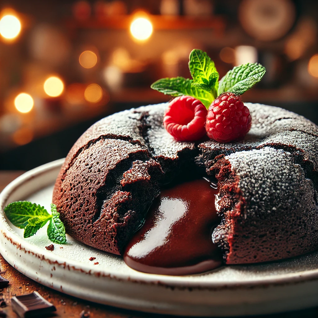 A decadent flourless lava cake