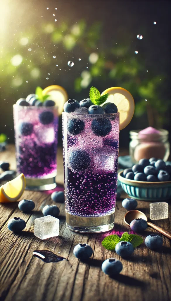 Blueberry sparkler drink with mint