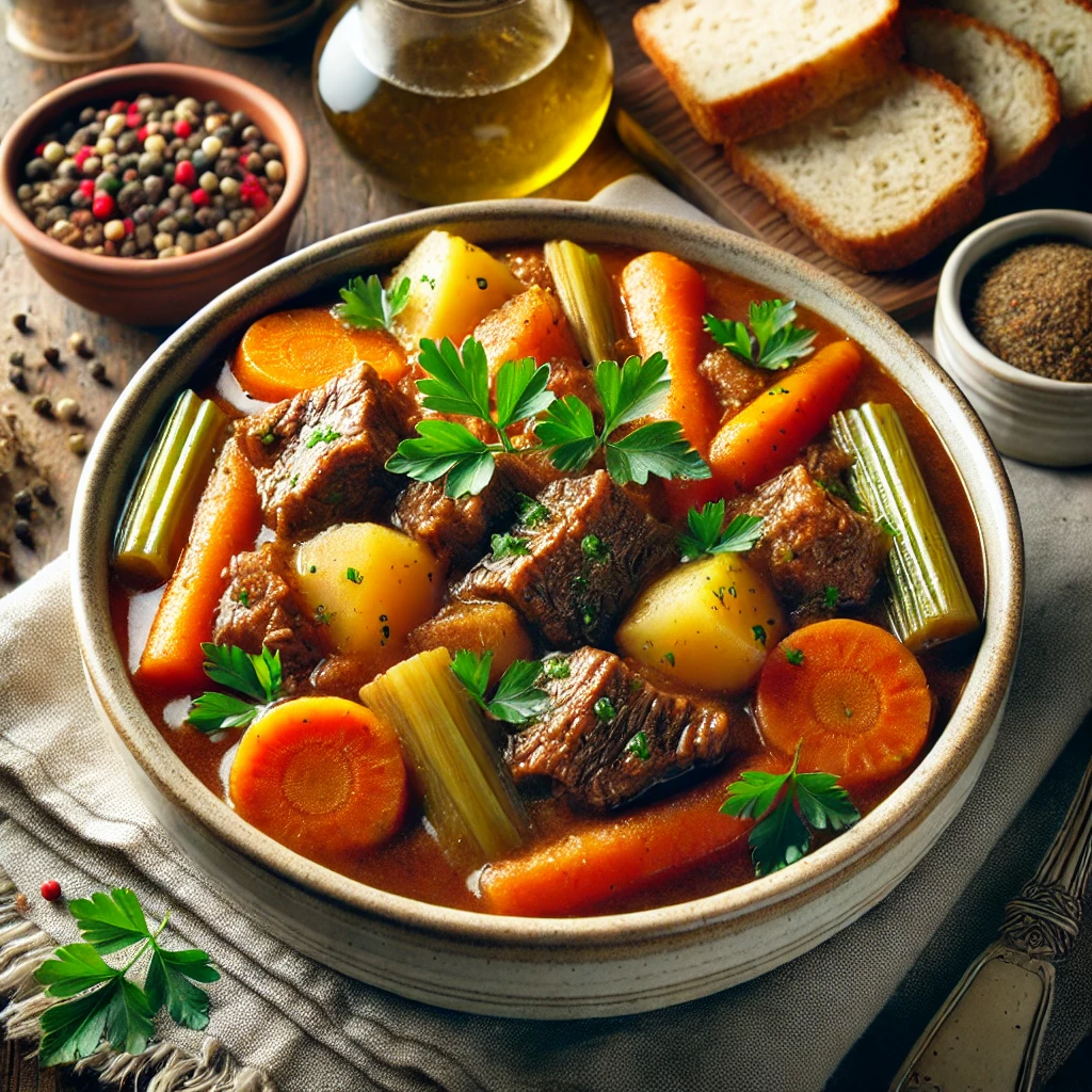 Beef stew on the table