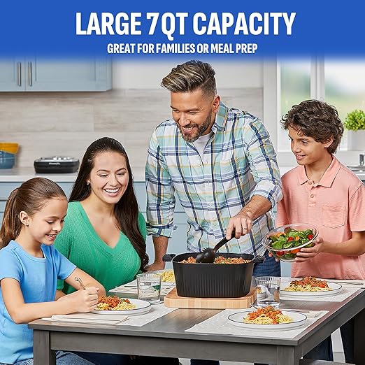 Family sitting around a table eating dinner