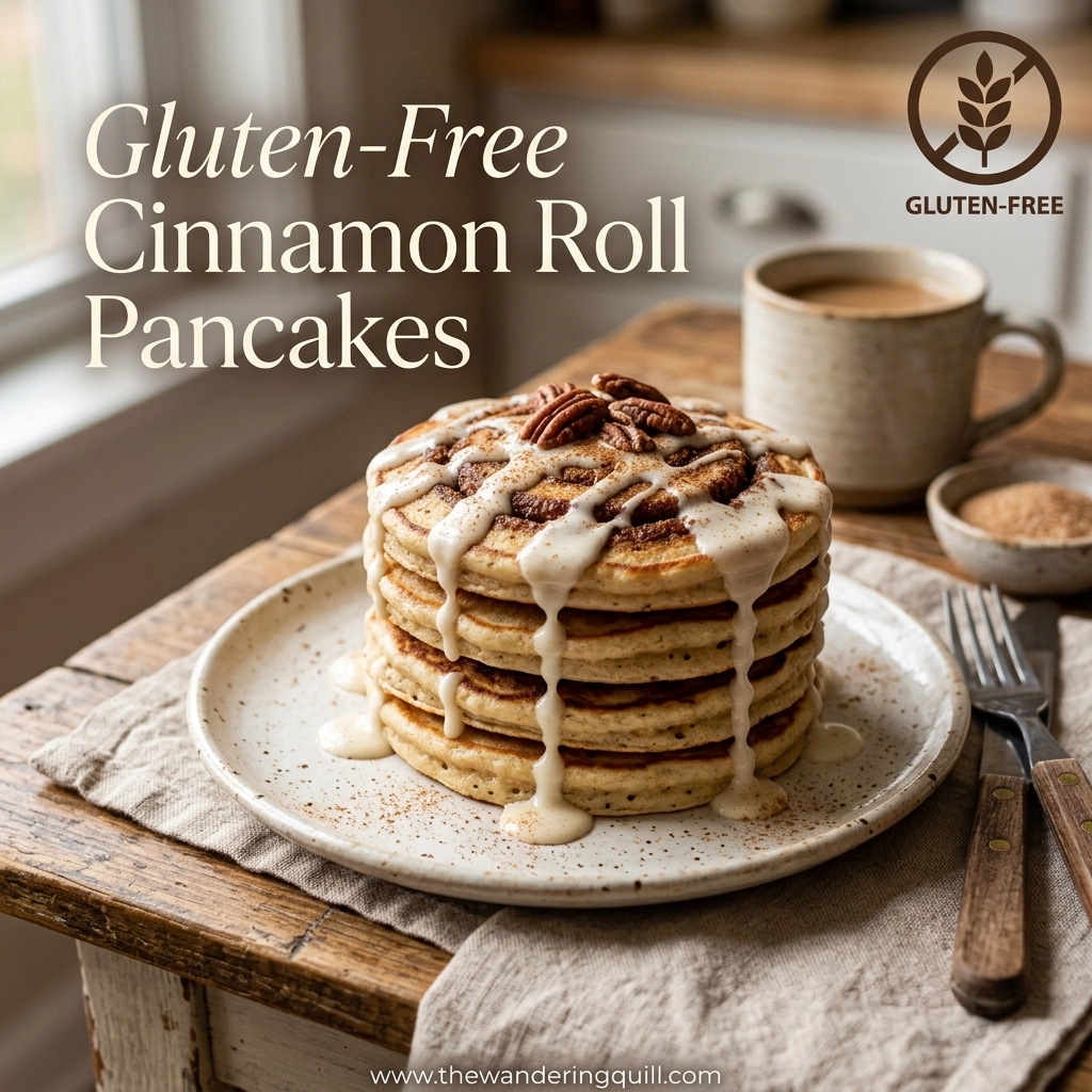 GF Cinnamon pancakes on a plate.